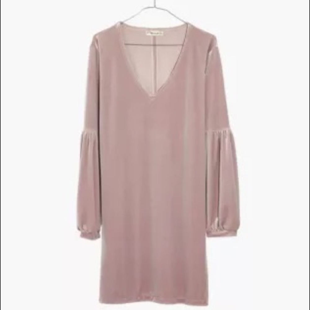 Madewell Velvet Balloon-Sleeve Dress in Lilac (XXS) - Picture 3 of 10